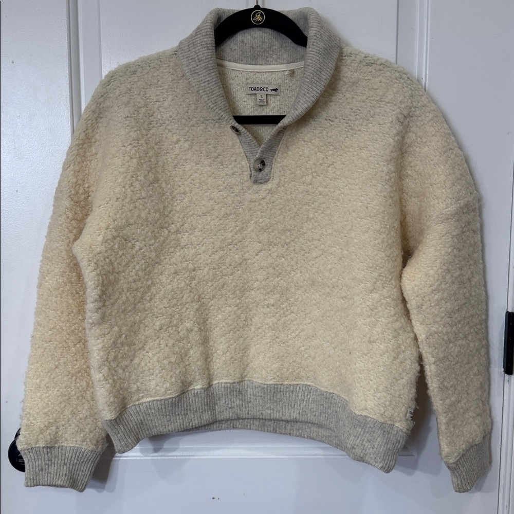 TOAD & CO LOOPY SHAWL CROPPED WOOL PULLOVER SMALL - Picture 2 of 8